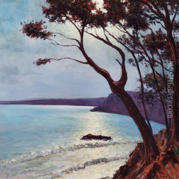 Moonlight Over The Mediterranean Coast Oil Painting - Arsene Chabanian