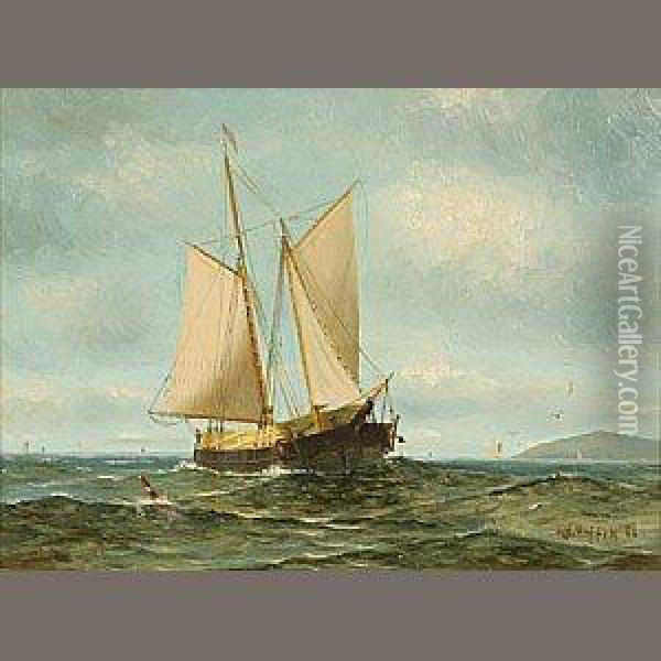 A Ship Off The Coast Oil Painting - William Haskell Coffin