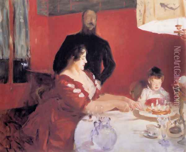 Fête Familiale, The Birthday Party Oil Painting - John Singer Sargent