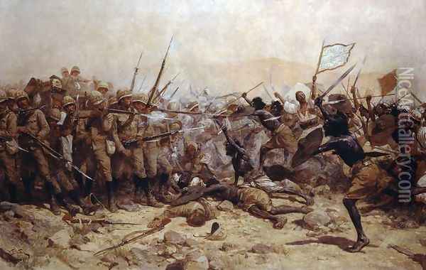 The Battle of Abu Klea, 17th January 1885, 1896 Oil Painting - William Barnes Wollen