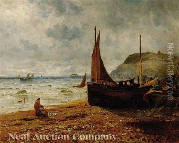 Hastings Sussex, Looking West Oil Painting - Gustave de Breanski