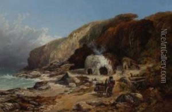 Coastalscene With Figures Oil Painting - Edmund Gustavus Muller