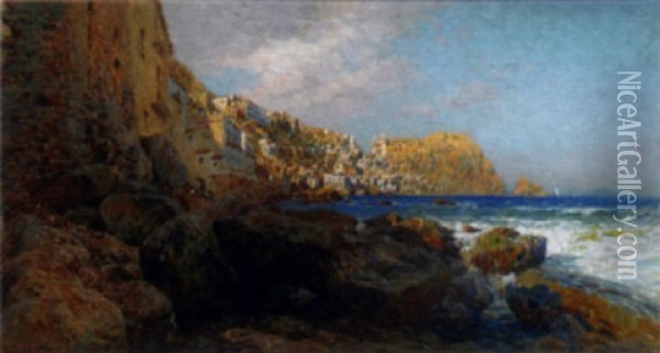 On The Amalfi Coast Oil Painting - Otto Geleng