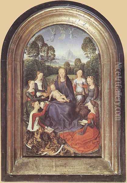 Diptych of Jean de Cellier (1) c. 1475 Oil Painting - Hans Memling