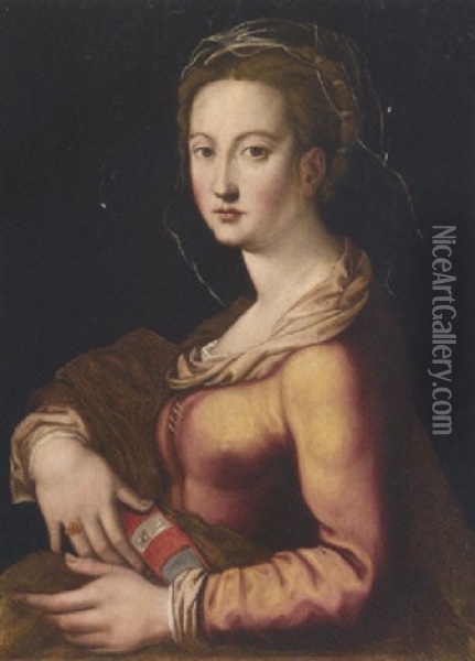 Giovane Donna Con Libro Oil Painting - Girolamo (il Sermoneta) Sicciolante