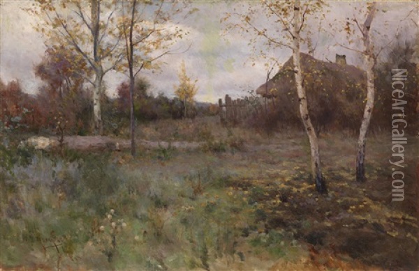 Autumnal Landscape Oil Painting - Tit Yakovlevich (Yakovich) Dvornikov
