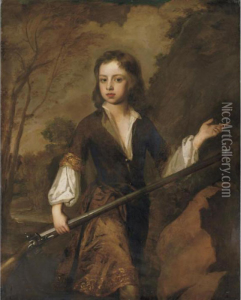 Portrait Of A Boy With A Shotgun Oil Painting - Sir Godfrey Kneller