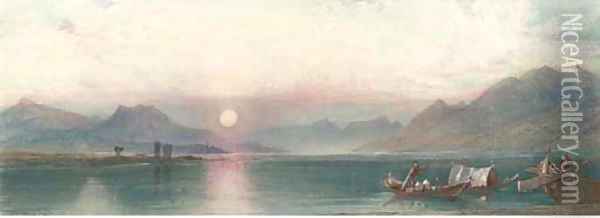 Sunset on Lago d'Iseo, Italy Oil Painting - William Collingwood Smith