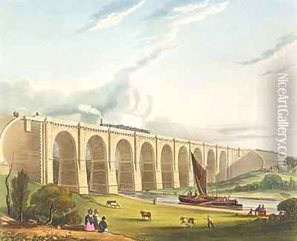 Viaduct across the Sankey Valley Oil Painting - Thomas Talbot Bury
