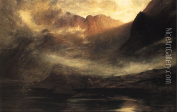Dark Loch Cornisk Oil Painting - John MacWhirter