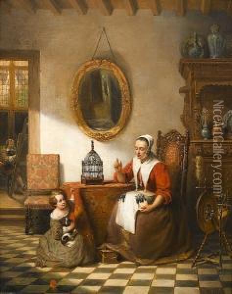 The Lace Maker Oil Painting - Johannes Cornelis Mertz