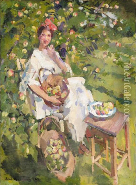 Apples In The Garden Oil Painting - Konstantin Alexeievitch Korovin