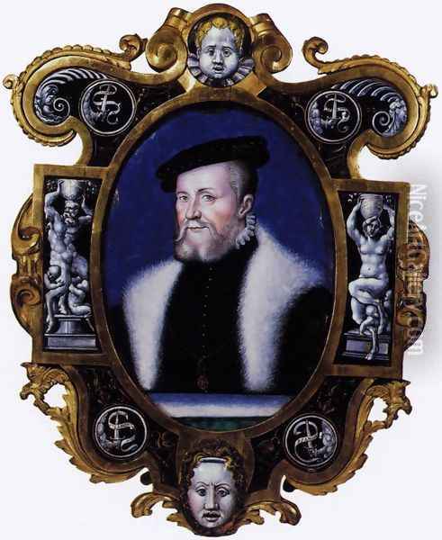 Portrait of Anne the Montmorency 1556 Oil Painting - Leonard Limosin