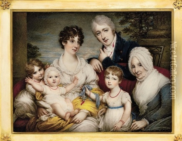 A Family Scene Oil Painting - Samuel Shelley