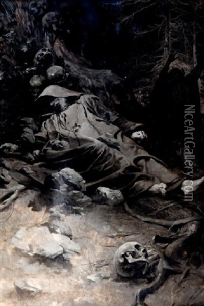 Mort De Saint Adalbert Oil Painting - Alphonse Mucha