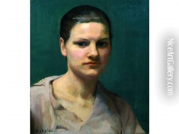 Portrait De Jeune Femme Aux Cheveux Attaches (mademoiselle Bourneton) Oil Painting - France Leplat