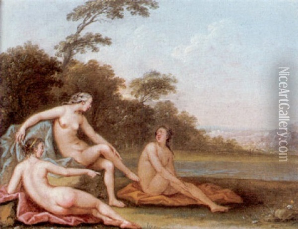 Nymphs Bathing Oil Painting - Jacques Sebastien Le Clerc