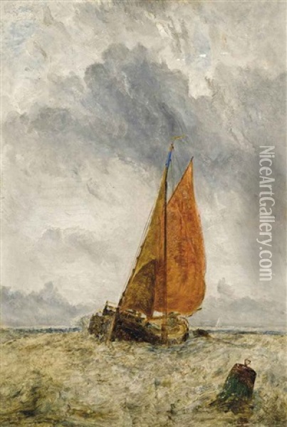 Hay Barge In Open Water Oil Painting - William Joseph J. C. Bond