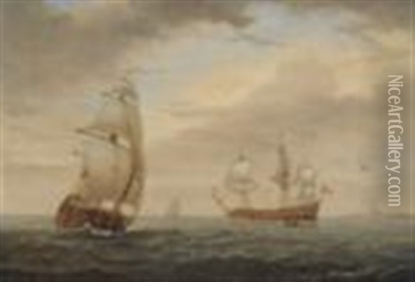 Naval Vessels Off Osbourne House, Isle Of Wight Oil Painting - William Frederick Settle