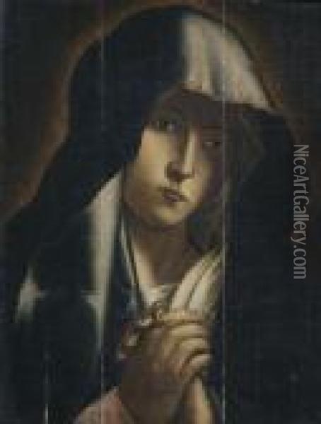 The Virgin In Prayer. Oil Painting - Giovanni Battista Salvi