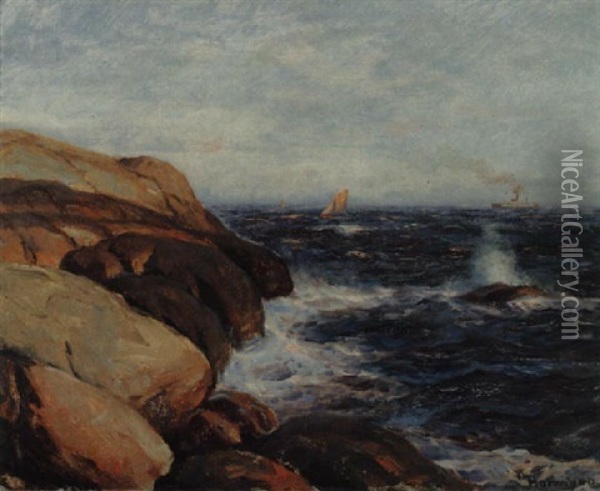 Sommer, Sol, Seil Og Damp Oil Painting - Thorolf Holmboe