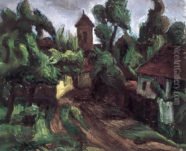 Detail of Szentendre 1935 Oil Painting - Tibor Duray