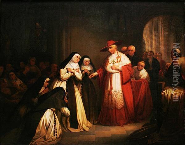 Meeting The Cardinal Oil Painting - Florentin Houze