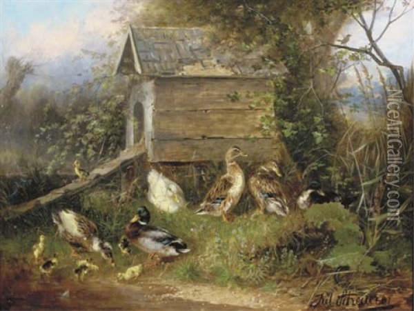 The Safety Of Home Oil Painting - Julius Scheuerer