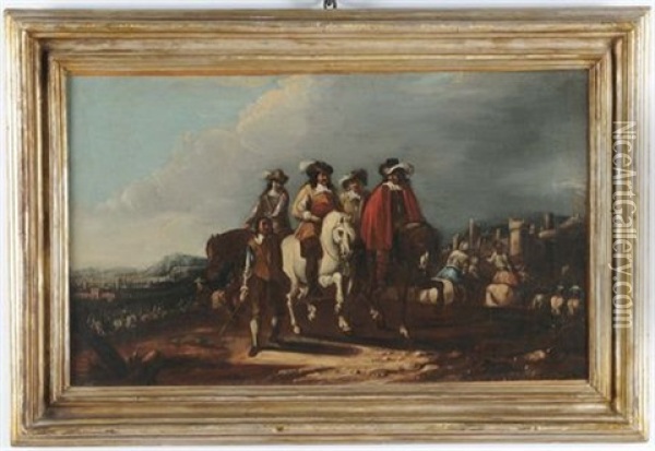 Cavalieri Prima Della Battaglia Oil Painting - Jacques Courtois