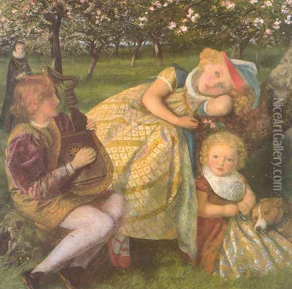 The King's Orchard (study) Oil Painting - Arthur Hughes