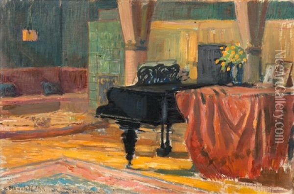 Interior From Hvittorp Oil Painting - Vaeinoe Alfred Blomstedt