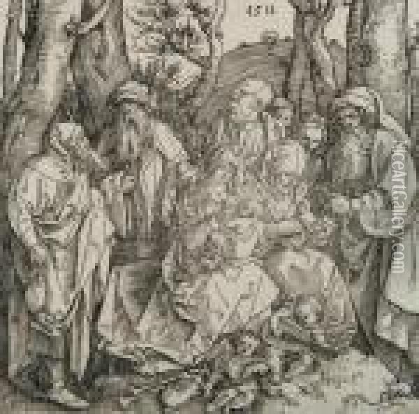 La Sainte Famille Avec Des Anges Jouant Du Luth Oil Painting - Albrecht Durer