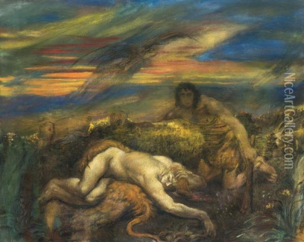 La Mort D'abel Oil Painting - Henri Jules Charles De Groux