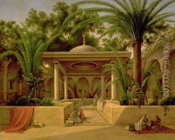 The Khabanija Fountain, Cairo, 1845 Oil Painting - Grigory Tchernezov