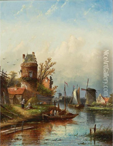 A View Of Buiksloot Near Amsterdam Oil Painting - Jan Jacob Coenraad Spohler