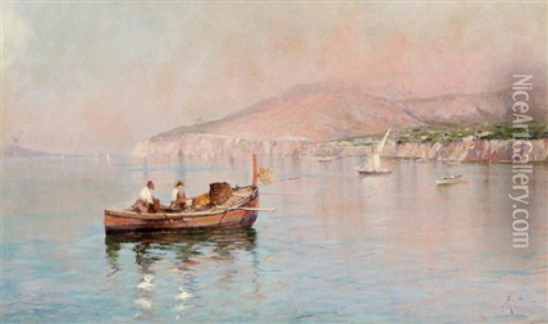 Fishermen Oil Painting - Oscar Ricciardi