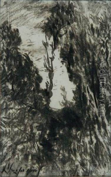  Chemin Borde D'arbres  Oil Painting - Henri-Joseph Harpignies