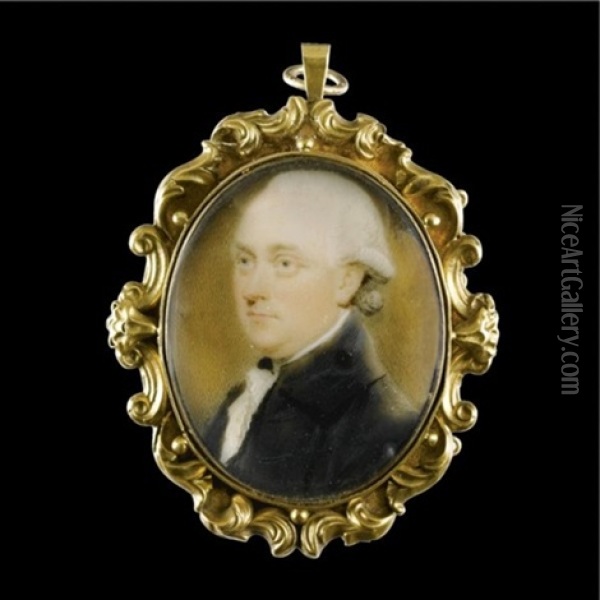 Portrait Of A Gentleman With Powdered Hair En Queue, Wearing A Dark Coat, White Waistcoat Oil Painting - Jeremiah Meyer