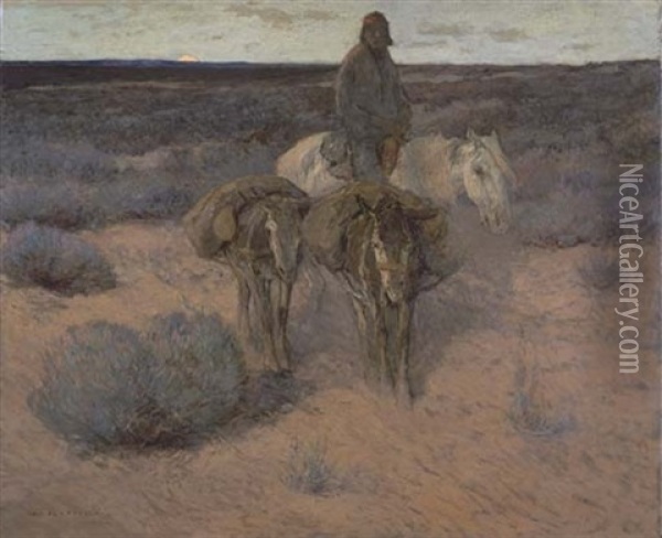 Desert Wanderer, Navajo Oil Painting - William Ritschel