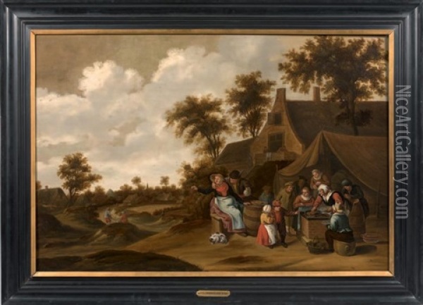 Le Gouter Des Enfants Devant L'auberge Oil Painting - Thomas Van Apshoven