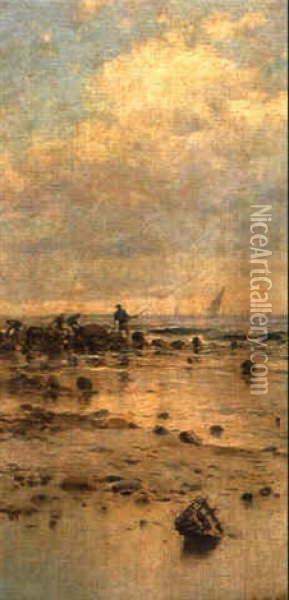 Pescadores En La Playa Oil Painting - Segundo Matilla Marina