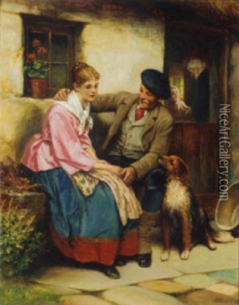 A Comforting Moment Oil Painting - Alfred Walter Bayes
