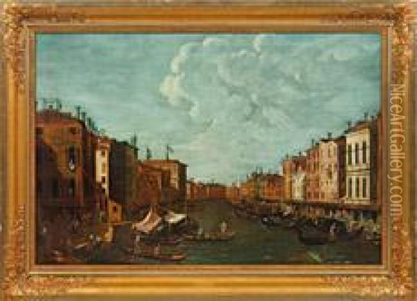 Ansicht Vonvenedig Blick Auf Den Belebten Canale Grande Oil Painting - Michele Marieschi