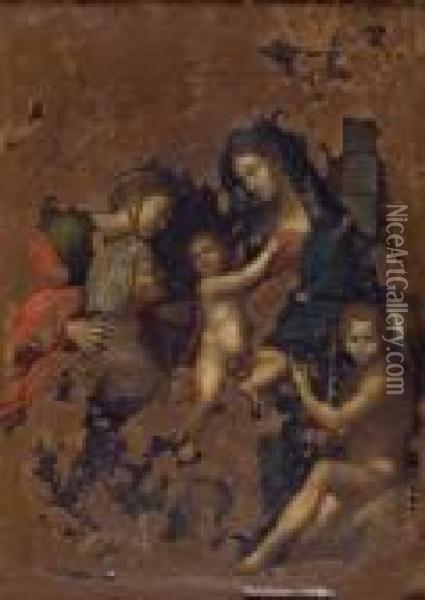 Madonna Mit Kind, Umgeben Von Hl. Katharina, Elisabeth Und Johannesknaben Oil Painting - Raphael (Raffaello Sanzio of Urbino)