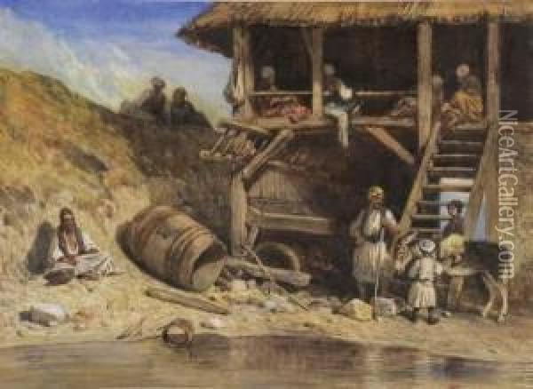 Orientaux Dans Un Village De Montagne Oil Painting - Louis Tesson
