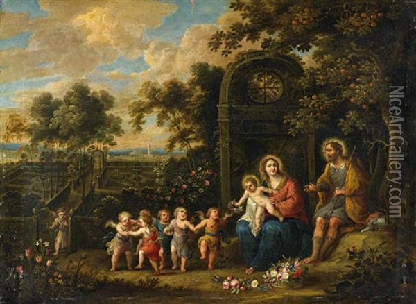 Landschaft Mit Heiliger Familie Oil Painting - Abraham Govaerts and Peeter van Avont