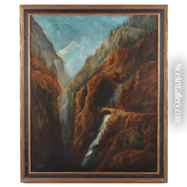 Gorge With Waterfalls Oil Painting - Gustav Adolph Mordt