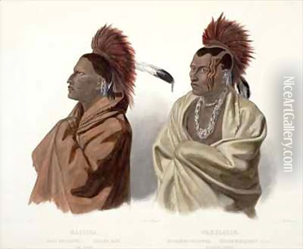 Massika, a Saki Indian, and Wakusasse, a Musquake Indian Oil Painting - Karl Bodmer