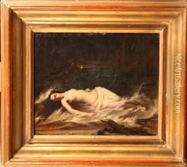 Virginie Morte Sur Les Eaux Oil Painting - Abel De Pujol