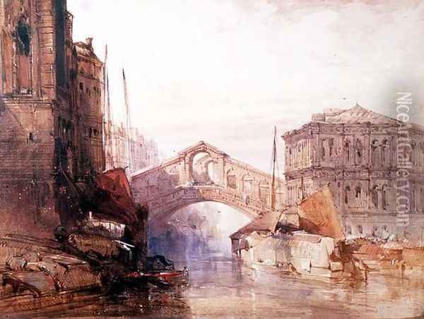 The Rialto Bridge, Venice Oil Painting - William Callow